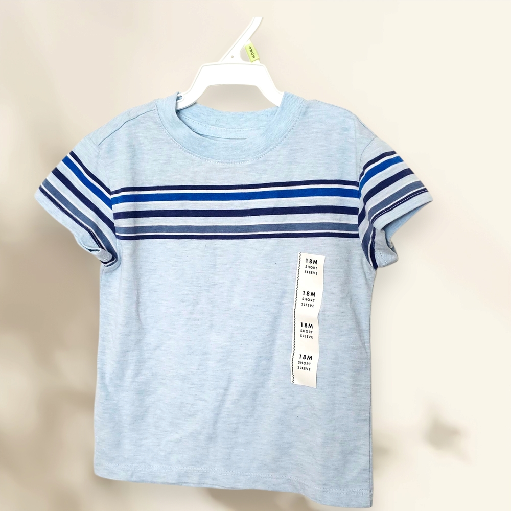Cat & Jack Blue Nautical Stripe Short‎ Sleeve Tee